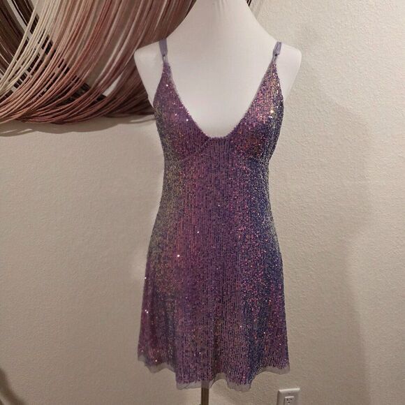 Intimately Free People Gold Rush Mini Dress Sz M - Picture 3 of 8